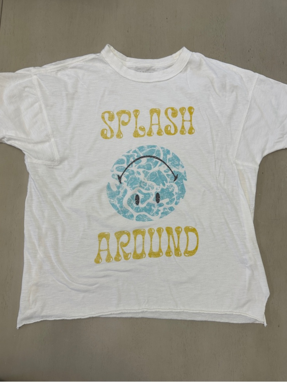 aerie Splash Around Oversized White Graphic Tee - like new
